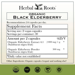 Herbal Roots Organic Black Elderberry Capsules