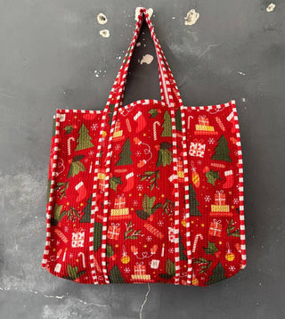 Large Cotton Quilted Shoulder Bag Block Print Bag Women Bags