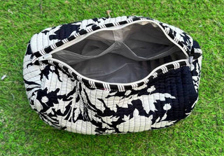 Black Cotton Quilted Printed Women's Makeup Bag Cosmetic Bag