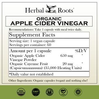 Herbal Roots Organic Apple Cider Vinegar Capsules