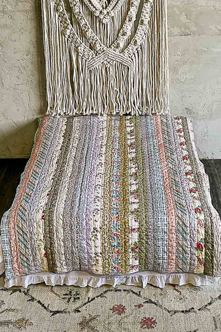 Crafted Patchwork Quilt Vintage Floral Prints Blanket