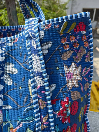 Patchwork Quilted Cotton Bag Girls Bag Floral Print Tote Bag
