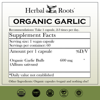 Herbal Roots Organic Whole Bulb Garlic Capsules