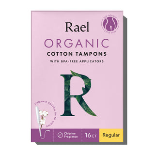 Rael Organic Cotton Tampons with Long Applicators - Regular