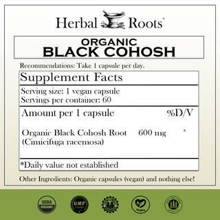 Herbal Roots Organic Black Cohosh Root Capsules