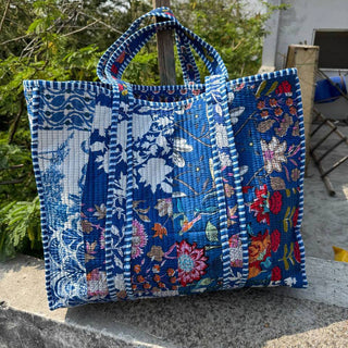 Patchwork Quilted Cotton Bag Girls Bag Floral Print Tote Bag
