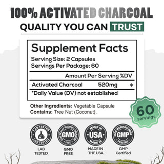 Activated Charcoal Capsules, 60 servings