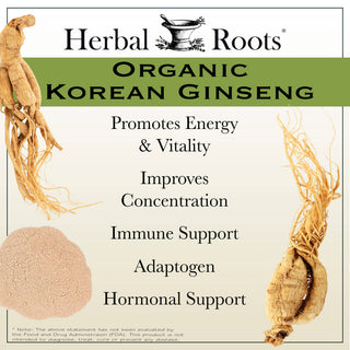 Herbal Roots Organic Korean Ginseng Root Capsules