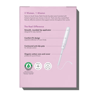 Rael Organic Cotton Tampons with Long Applicators - Super