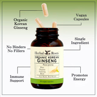 Herbal Roots Organic Korean Ginseng Root Capsules