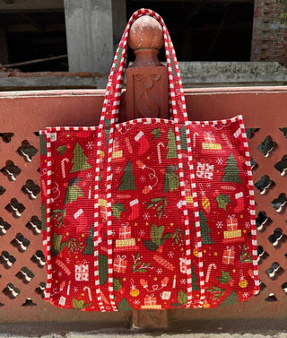 Large Cotton Quilted Shoulder Bag Block Print Bag Women Bags