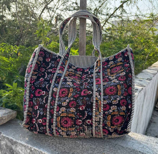 Market Bag Travel Velvet Bag Quilted Bag Floral Printed Bags