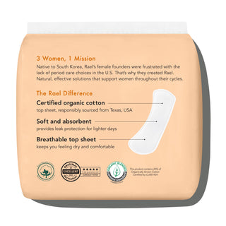 Rael Organic Cotton Cover Panty Liners - Regular