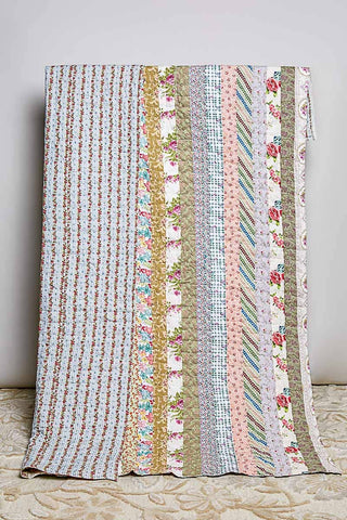 Crafted Patchwork Quilt Vintage Floral Prints Blanket