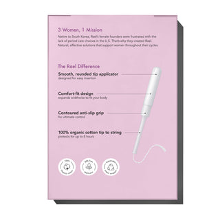 Rael Organic Cotton Tampons with Long Applicators - Regular