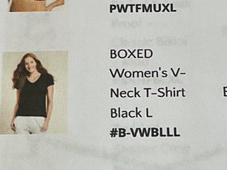 Boxed women’s v neck Tshirt black