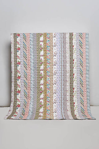 Crafted Patchwork Quilt Vintage Floral Prints Blanket