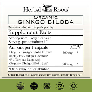 Herbal Roots Organic Ginkgo Biloba Capsules