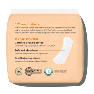 Rael Organic Cotton Cover Panty Liners - Long