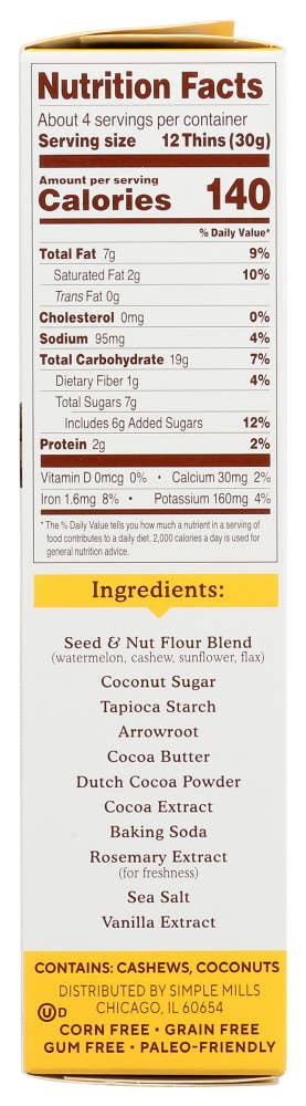 Simple Mills Sweet Thins Chocolate Brownie 4.25 oz