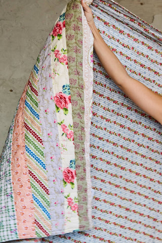 Crafted Patchwork Quilt Vintage Floral Prints Blanket