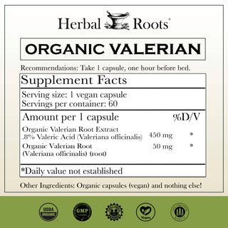 Herbal Roots Organic Valerian Root Capsules